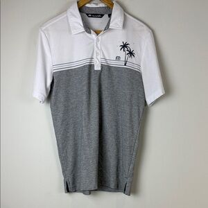 Travis Mathew Gray and White Polo with Palm Design